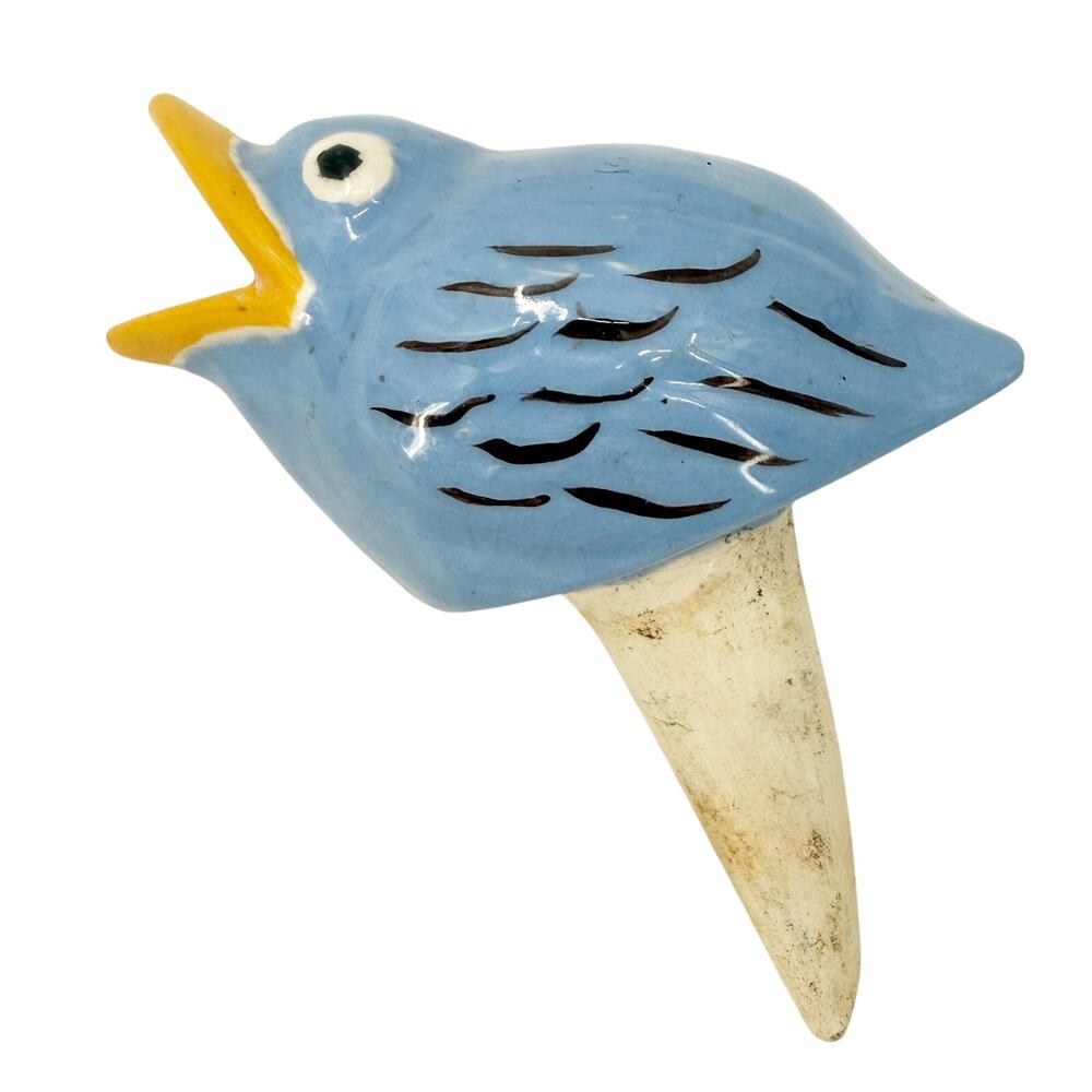 vintage blue bird Self Watering Plant Spike ceramic art pottery garden